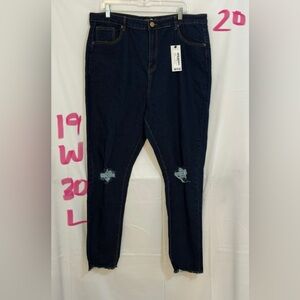 Boohoo Dark Blue Ripped Jeans